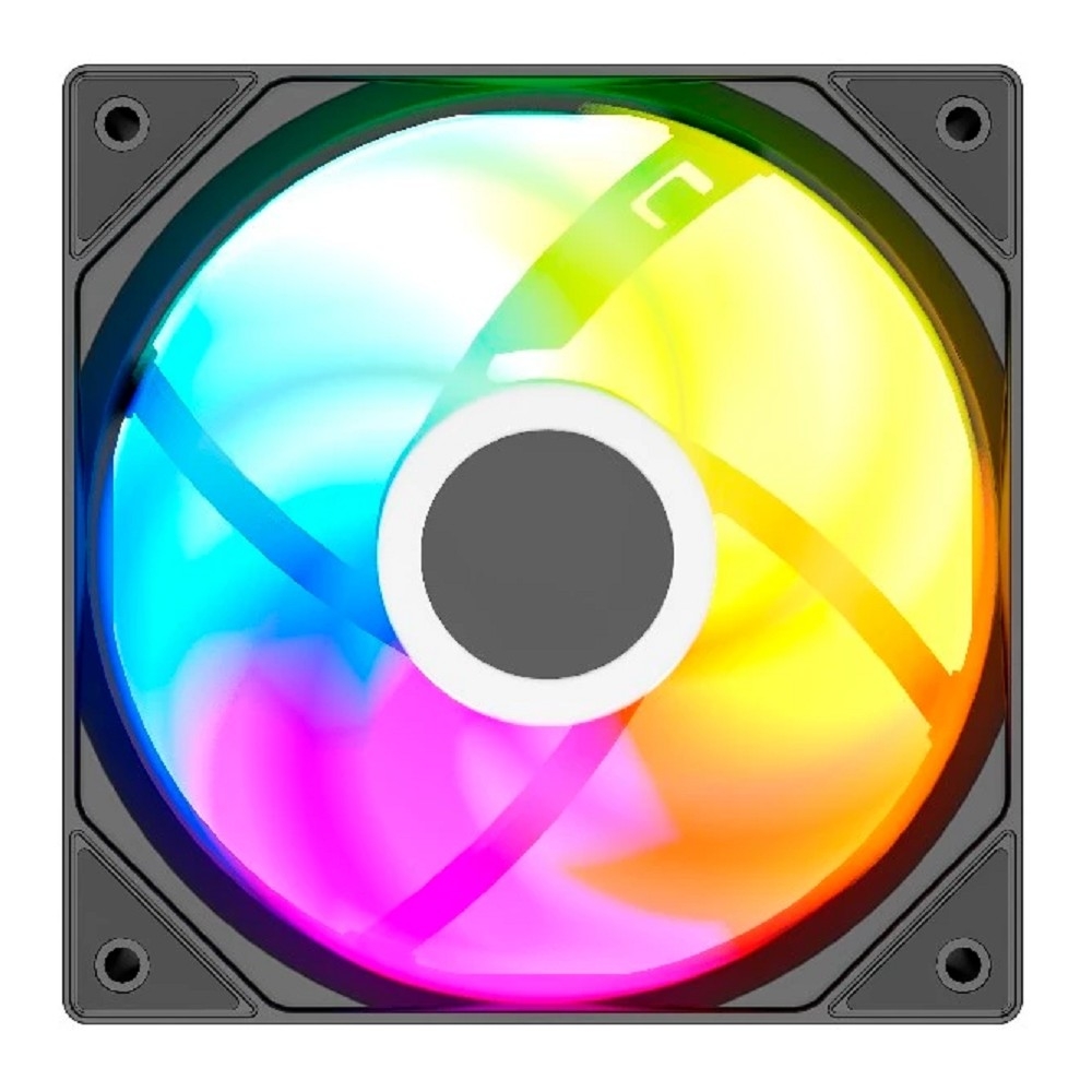 Powercase Вентилятор (M53-12 ARGB) Black 120x120x25mm (PWM, 100шт./кор, 4pin PWM (M+F)+ 3pin ARGB (M+F), 600-1800±10% об/мин) Bulk