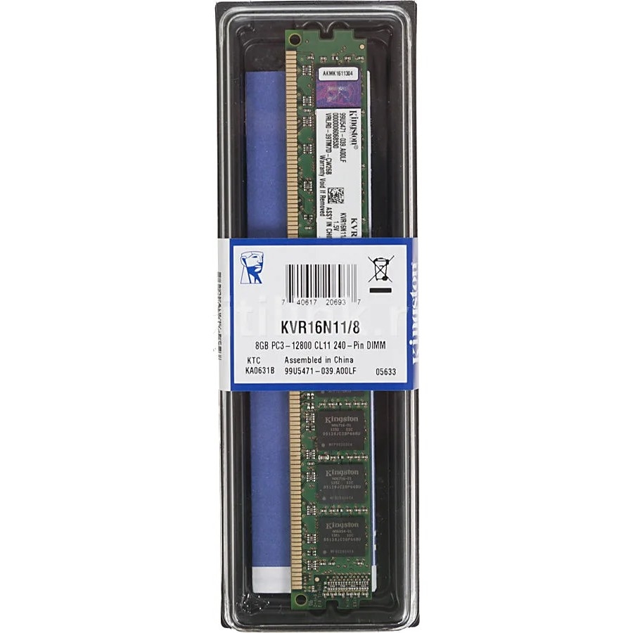 Kingston DDR3 DIMM 8GB (PC3-12800) 1600MHz KVR16N11/8