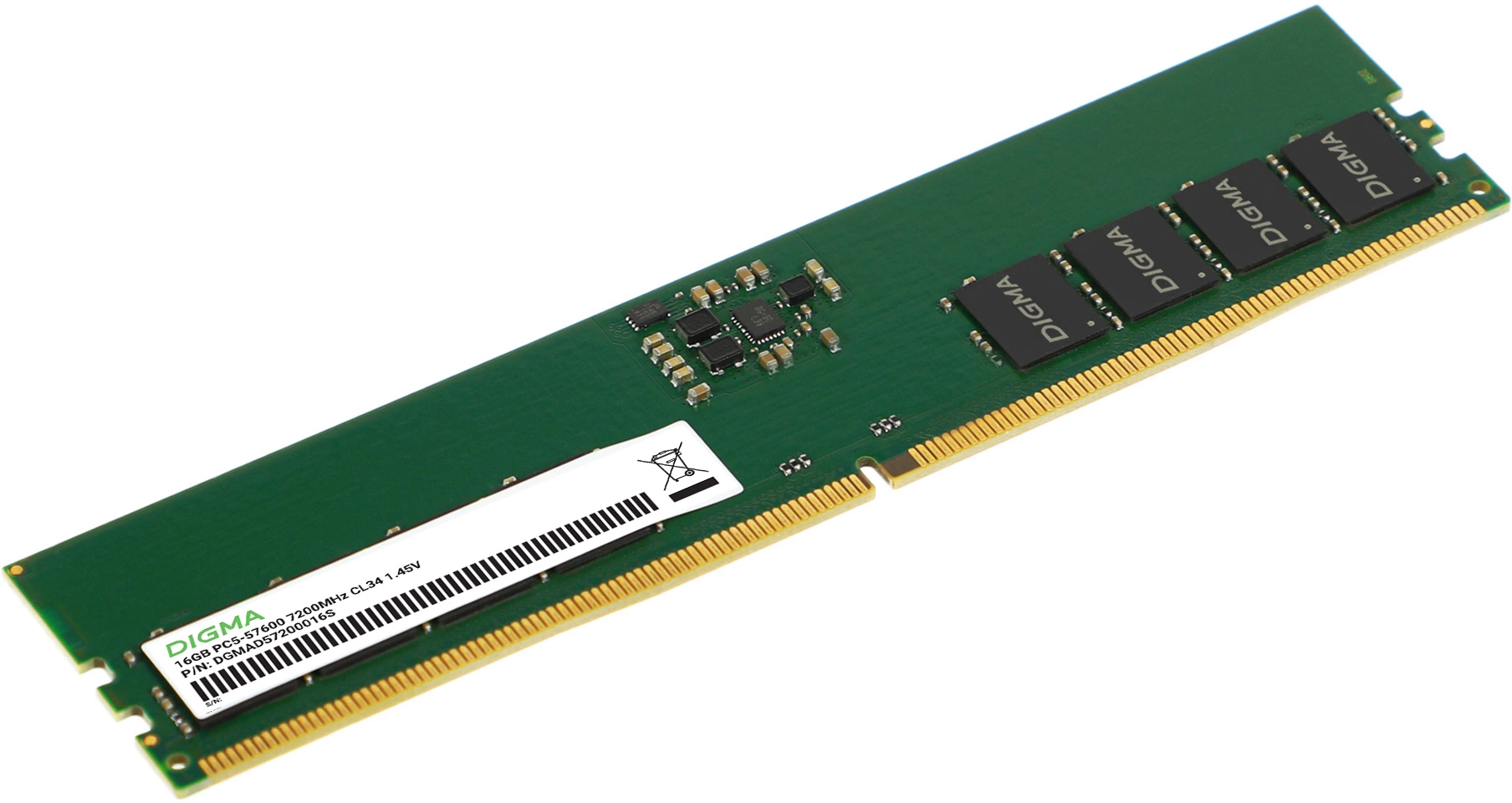 Память DDR5 16GB 7200MHz Digma DGMAD57200016S RTL PC5-57600 CL34 DIMM 288-pin 1.45В single rank Ret