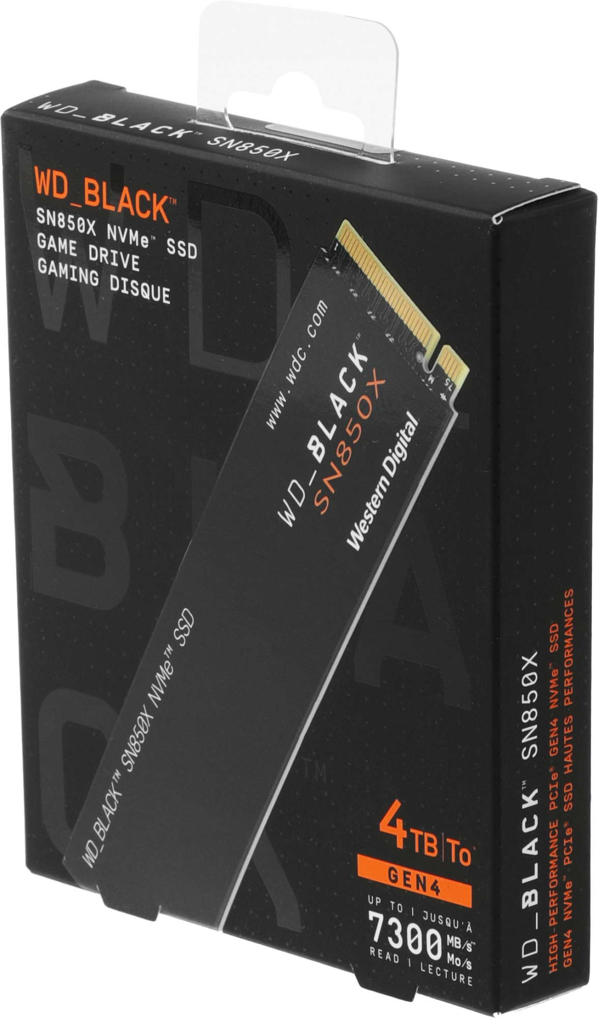 Накопитель SSD WD PCIe 4.0 x4 4000GB WDS400T2X0E Black SN850X M.2 2280