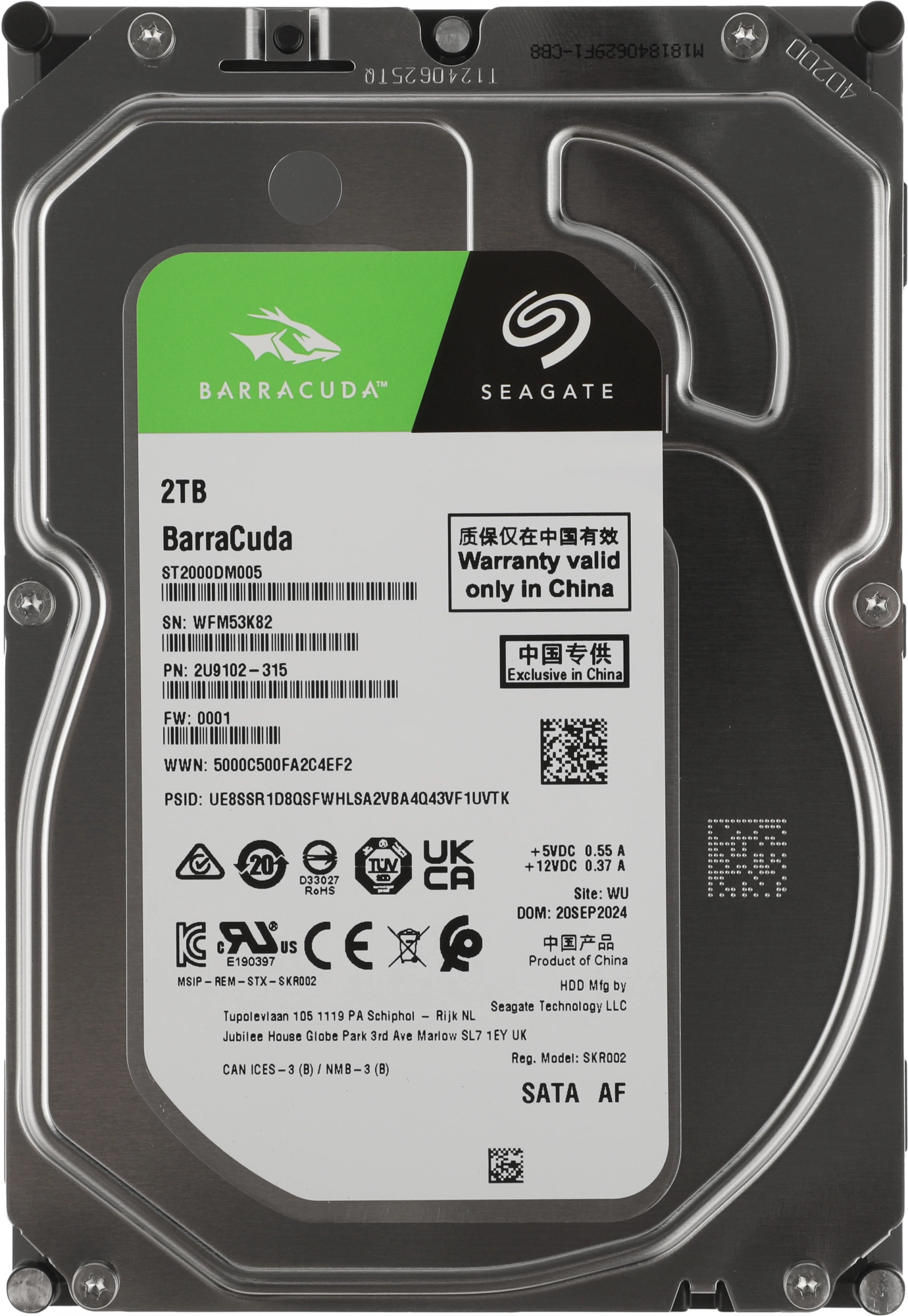 Жесткий диск Seagate SATA-III 2TB ST2000DM005 Desktop Barracuda 4KN (5400rpm) 256Mb 3.5"