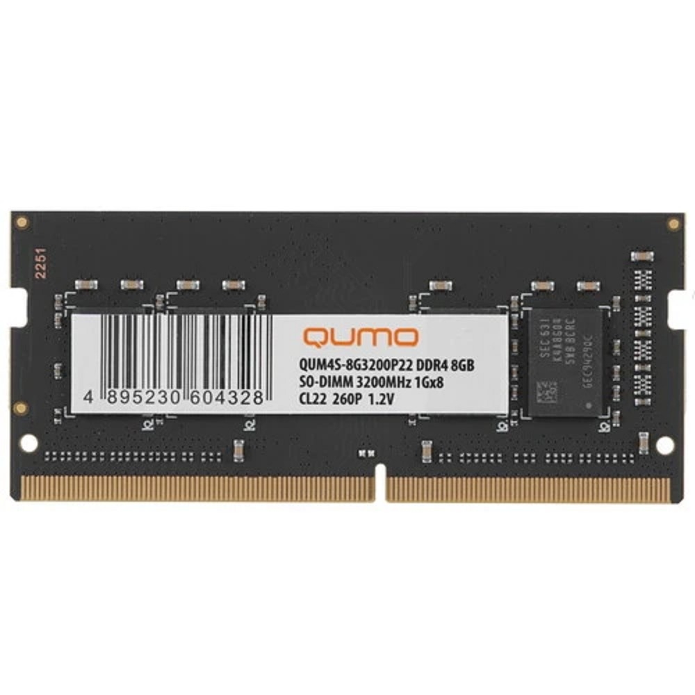 QUMO DDR4 SODIMM 8GB QUM4S-8G3200P22 PC4-25600, 3200MHz OEM/RTL
