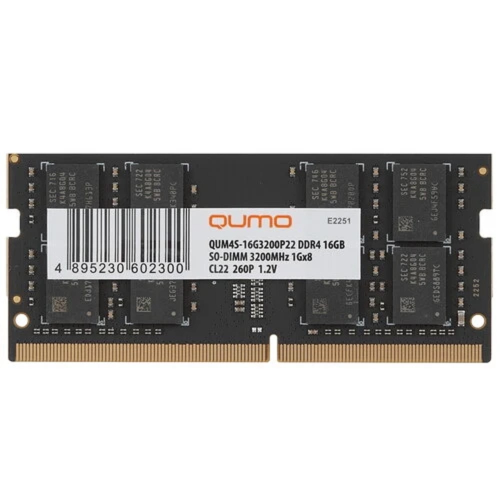 QUMO DDR4 SODIMM 16GB QUM4S-16G3200P22 PC4-25600, 3200MHz OEM/RTL