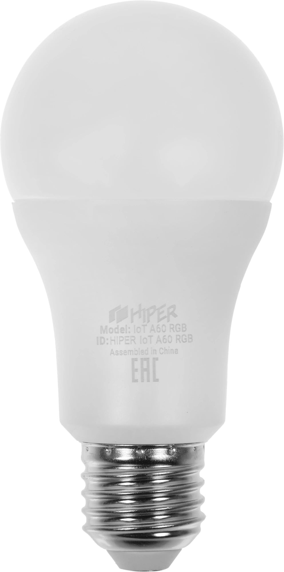 Умная лампа Hiper Iot A60 RGB E27 10Вт 1020lm Wi-Fi (упак.:1шт)