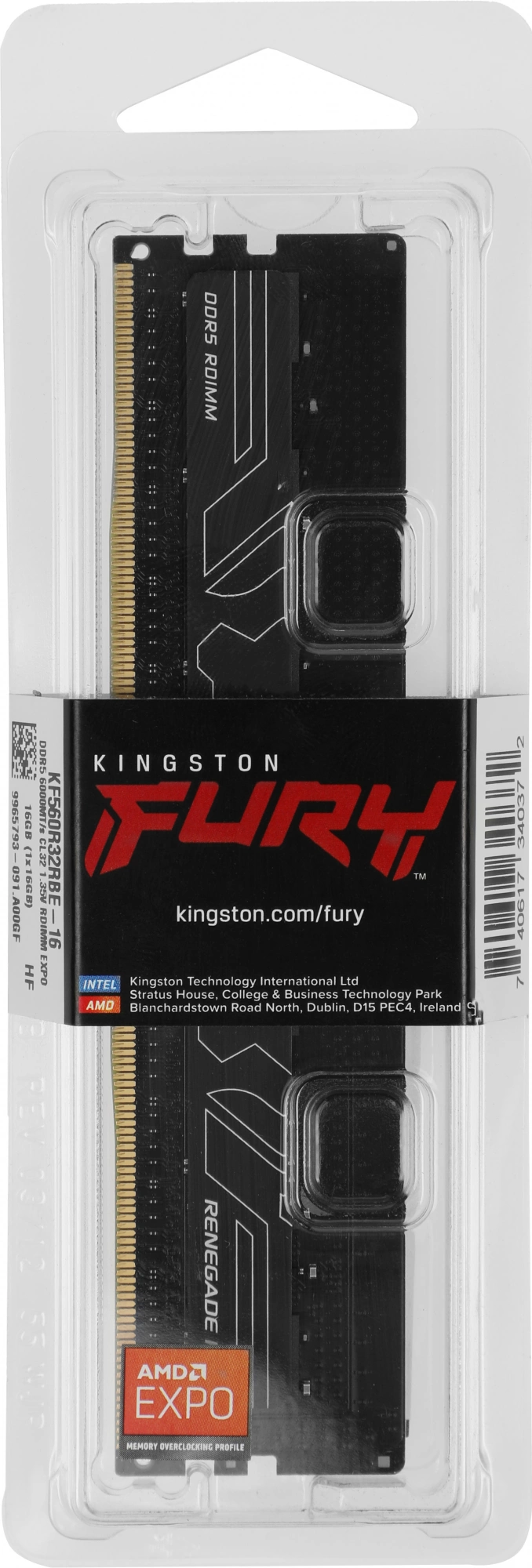 Память DDR5 Kingston KF560R32RBE-16 16Gb DIMM ECC Reg PC5-44800 CL32 6000MHz
