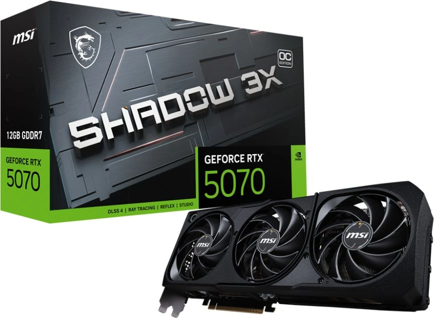 Видеокарта MSI PCI-E 5.0 RTX 5070 12G SHADOW 3X OC NVIDIA GeForce RTX 5070 12Gb 192bit GDDR7 2542/28000 HDMIx1 DPx3 HDCP Ret