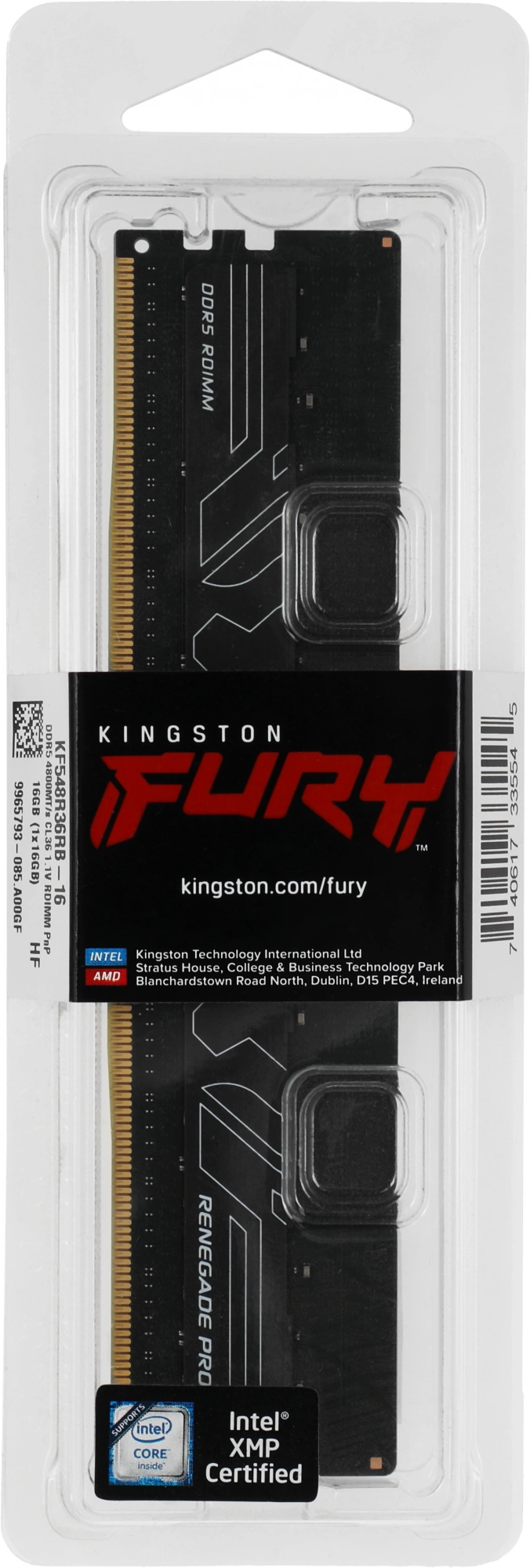 Память DDR5 Kingston KF548R36RB-16 16Gb DIMM ECC Reg PC5-38400 CL36 4800MHz