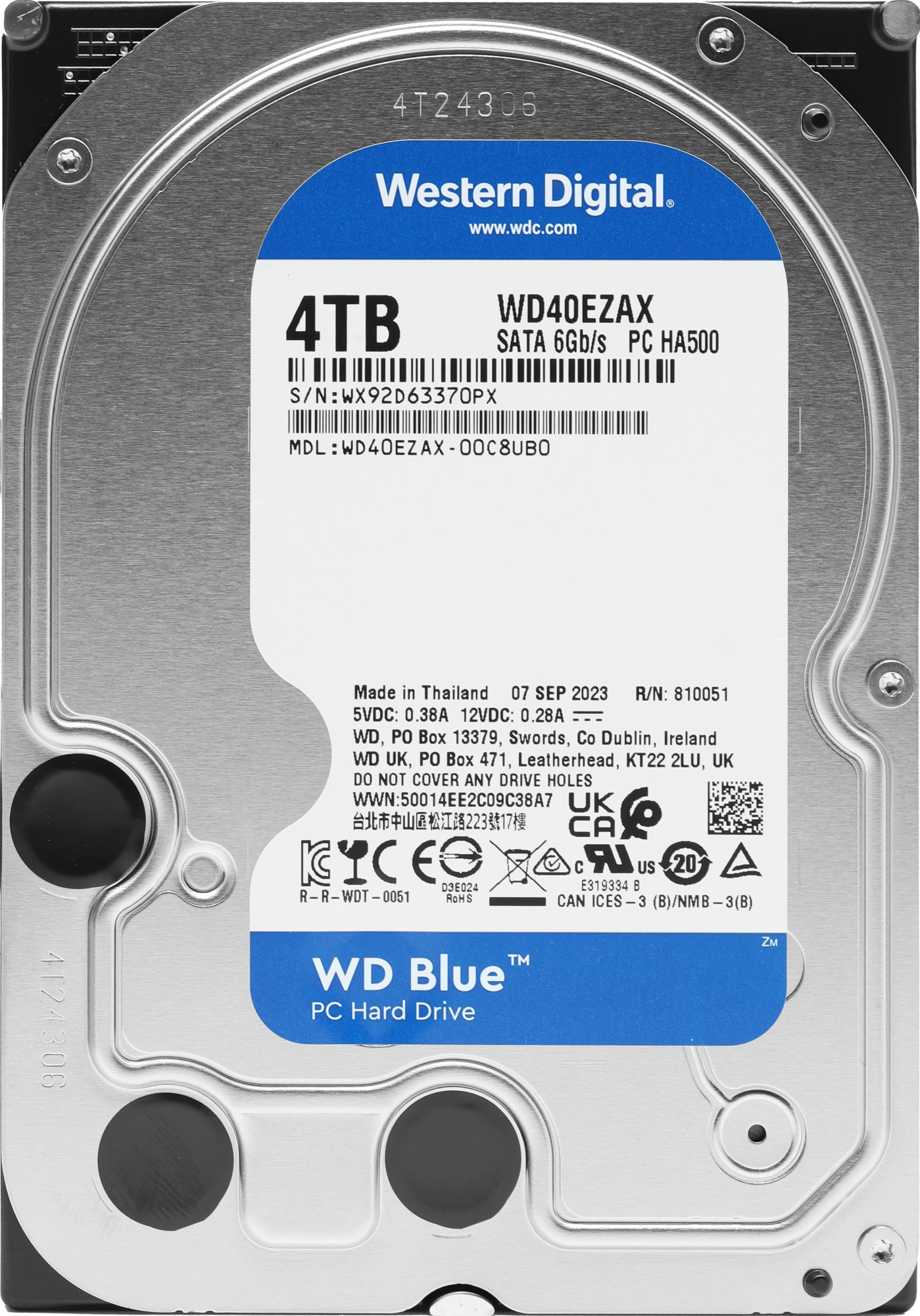 Жесткий диск WD SATA-III 4TB WD40EZAX Desktop Blue (5400rpm) 256Mb 3.5"