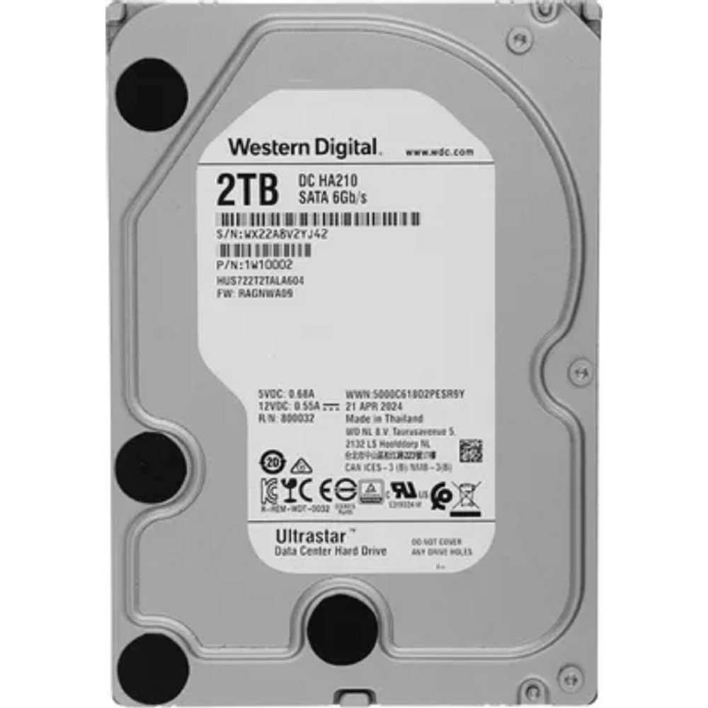 2Tb WD Ultrastar DC HA210 {SATA 6Gb/s, 7200 rpm, 128mb buffer, 3.5"} [1W10002/1W10025/HUS722T2TALA604]