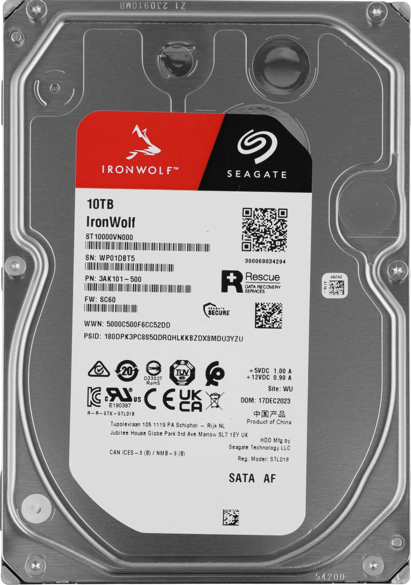 Жесткий диск Seagate SATA-III 10Tb ST10000VN000 NAS Ironwolf (7200rpm) 256Mb 3.5"