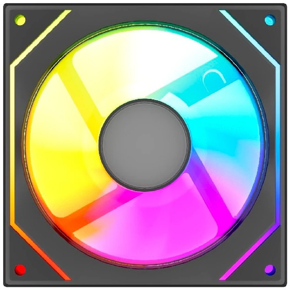 Powercase Вентилятор (M52-12 ARGB) Black 120x120x25mm (PWM, 100шт./кор, 4pin PWM (M+F)+ 3pin ARGB (M+F), 600-1800±10% об/мин) Bulk