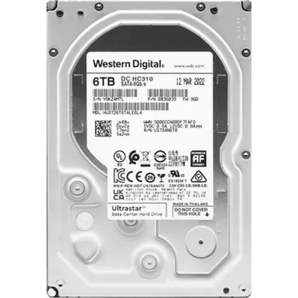 6Tb WD Ultrastar DC HC310 {SATA 6Gb/s, 7200 rpm, 256mb buffer, 3.5"} [0B36039,0B36535/HUS726T6TALE6L4]