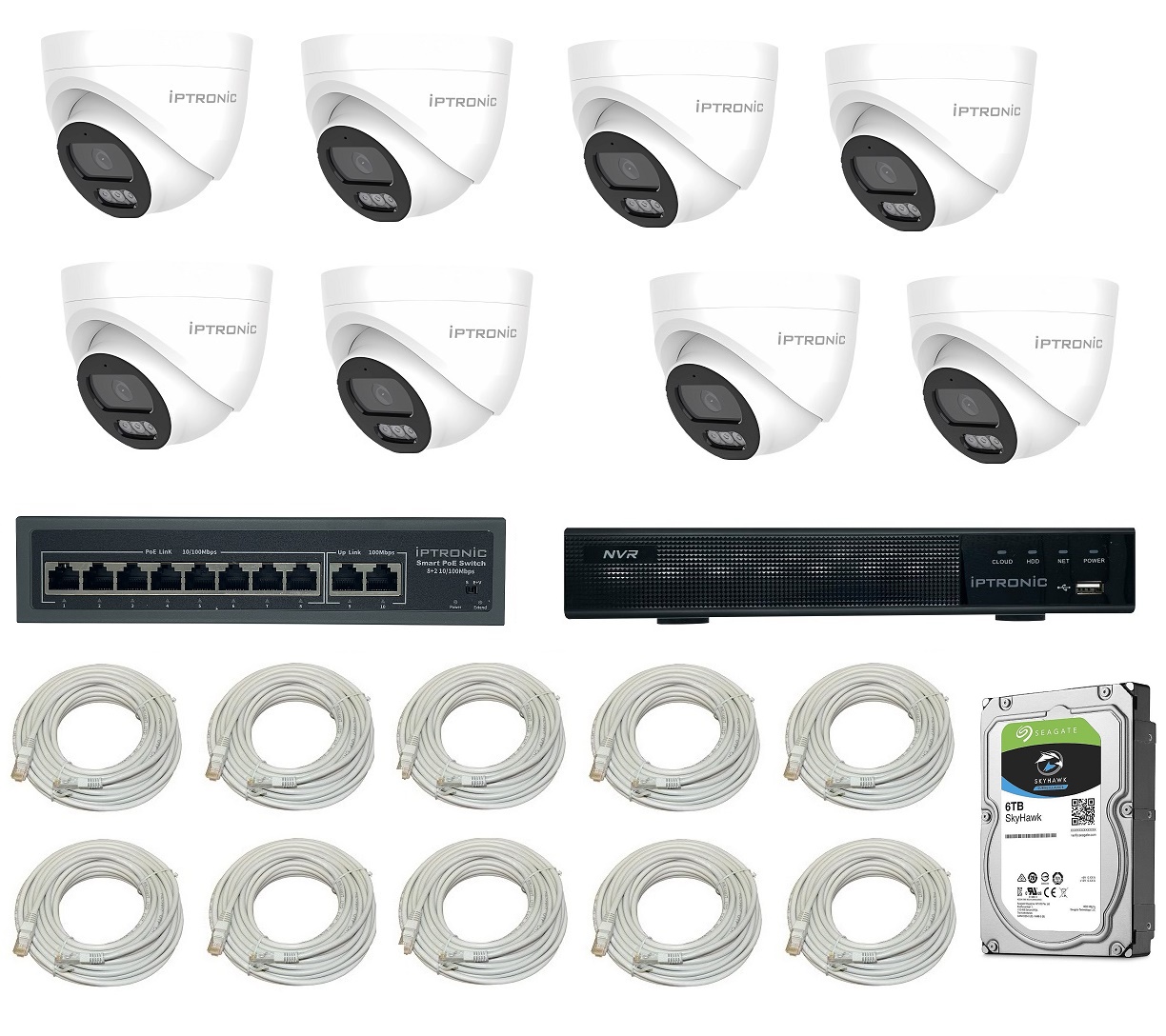 Готовый комплект видеонаблюдения  Готовый комплект камер видеонаблюдения для дома и улицы на 8 IP-камер с HDD IPEYE