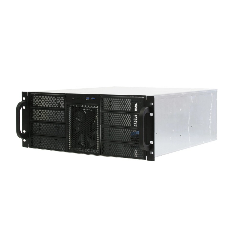 Procase RE411-D8H4-FC-55 Корпус 4U server case,8x5.25+5HDD,черный,без блока питания,глубина 550мм,MB CEB 12"x10,5", панель вентиляторов 3*120x25 PWM