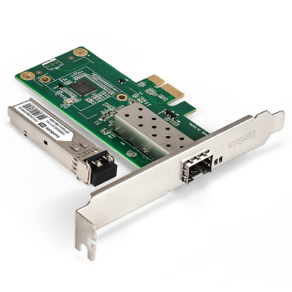 Exegate EX298935RUS Комплект: Сетевой адаптер SFP ExeGate EXE-i210-F1 + Трансивер Multi-Mode до 550м EXT-1G-MM850-LC2-550M (EX296228RUS: PCI-E x1 v2.0, порты 1x SFP (10/100/1000Mb/s), Gigabit Server N