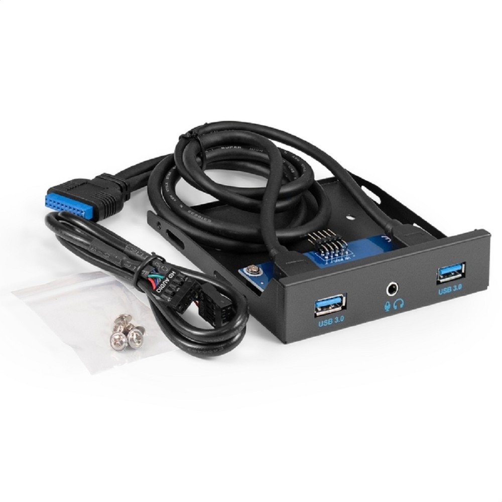 Exegate EX298351RUS Планка USB на переднюю панель ExeGate U3H-627S, 3,5", 2*USB3.0+HD Audio Combo, черная, металл, подсоед. к MB