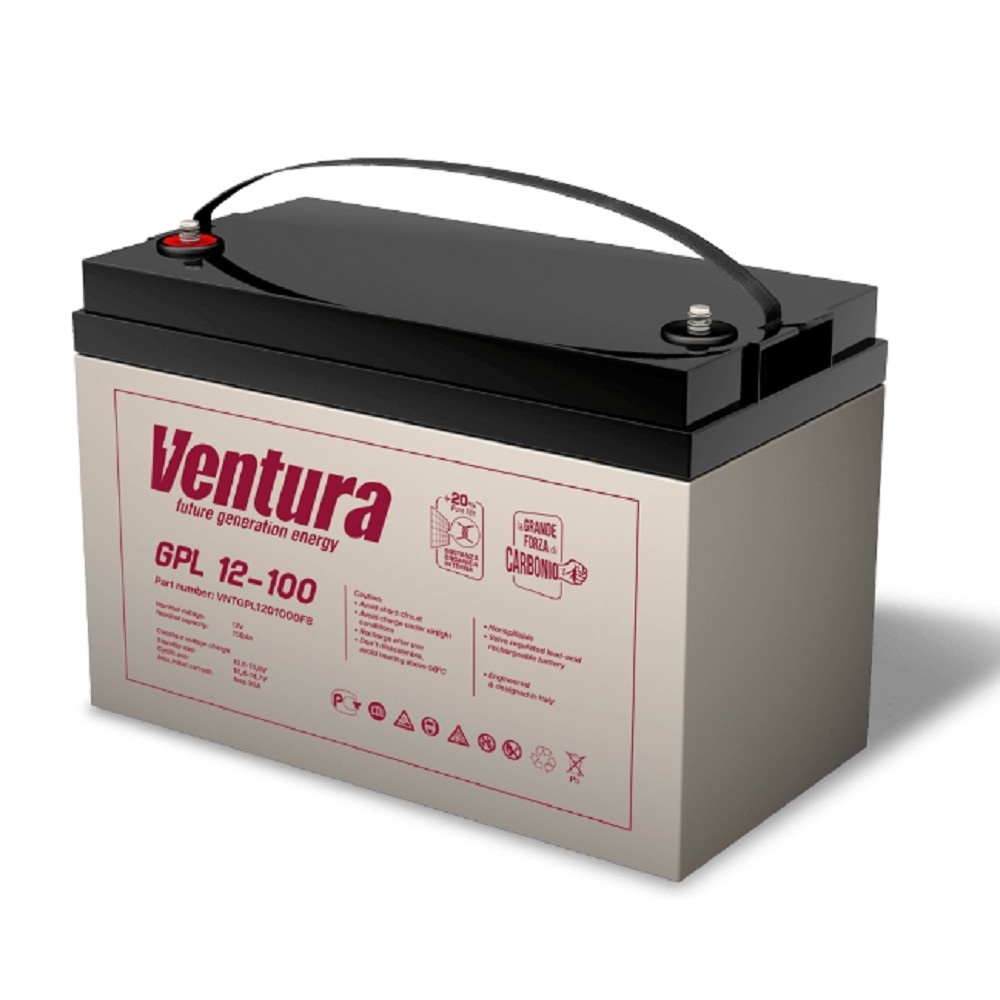 АКБ Ventura GPL 12-100 12V/106Ah {F8, ДхШхВ 331х173х222мм, 30кг, срок службы 12 лет}