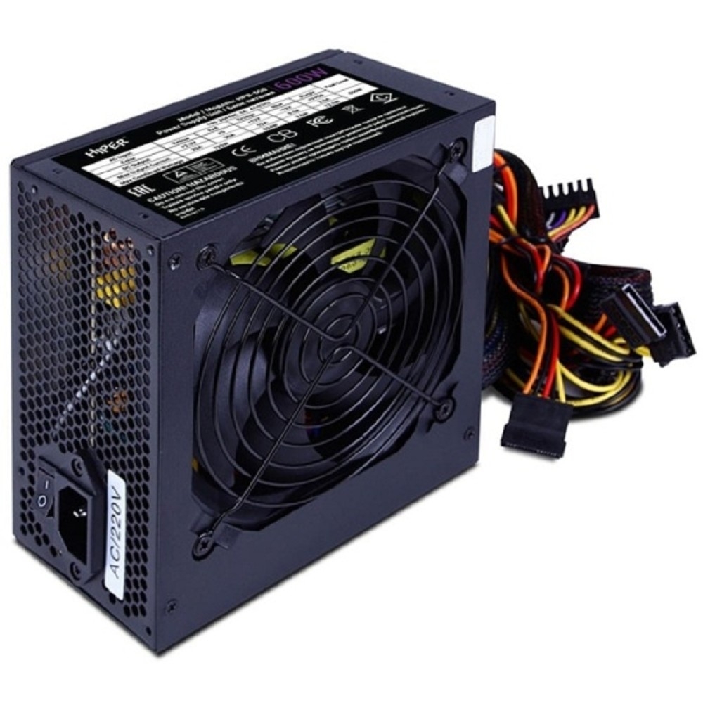 HIPER Блок питания HPB-600 (ATX 2.31, 600W, Active PFC, 80Plus BRONZE, 140mm fan, Black) BOX