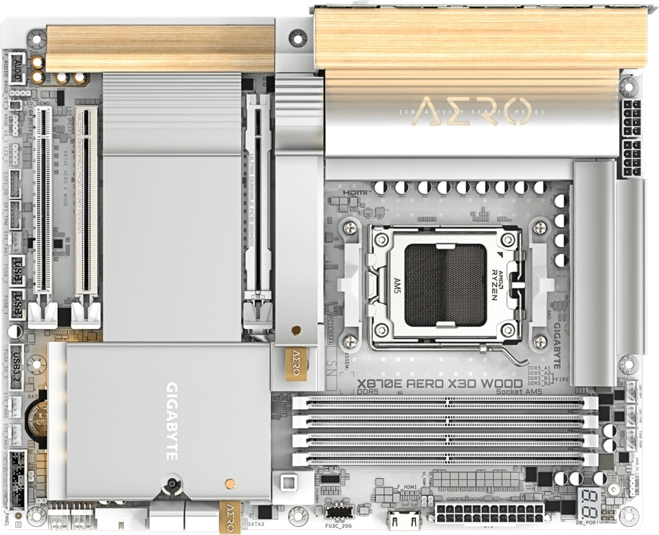 Материнская плата Gigabyte X870E AERO X3D WOOD Socket AM5 AMD X870E 4xDDR5 ATX AC`97 8ch(7.1) 2x5Gg RAID+HDMI