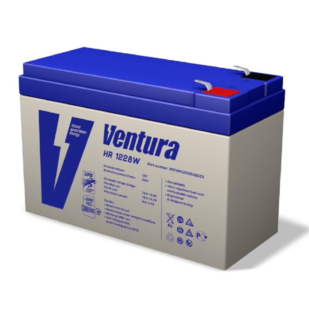 АКБ Ventura HR 1228W {12V/192 Вт/блок, 7.2Ач, S63 (F2), ДхШхВ 151х65х100мм, 2.35кг, срок службы 10 лет}