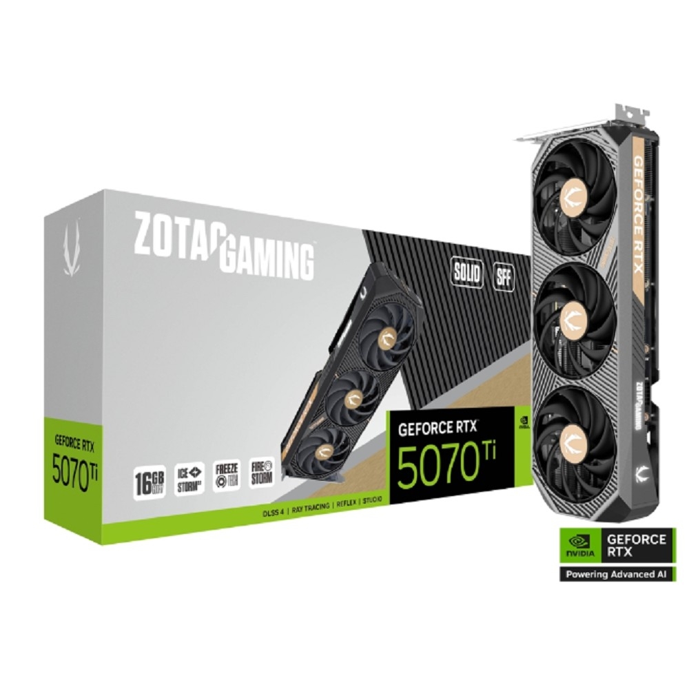 Видеокарта ZOTAC GAMING GeForce RTX 5070 Ti SOLID SFF 16GB GDDR7 256bit 3xDP/HDMI 3*FAN (ZT-B50710D3-10P) RTL