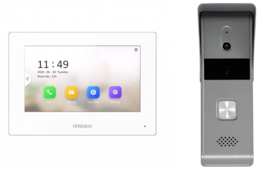 Видеодомофон HiWatch DS-D100HKWF белый