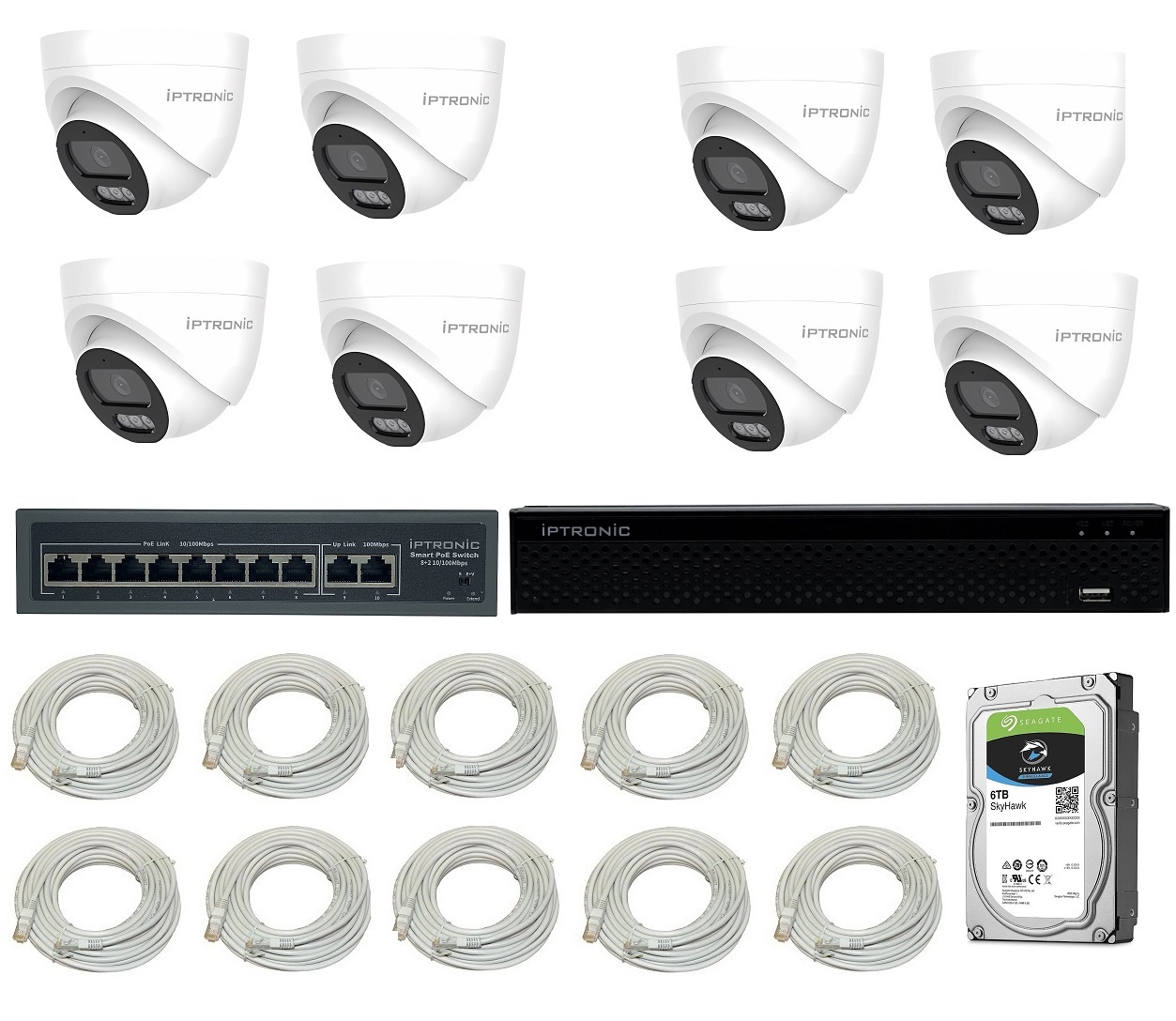 Готовый комплект видеонаблюдения  Комплект камер видеонаблюдения для дома и улицы на 8 IP-камер(HDD KIT 2) Ivideon