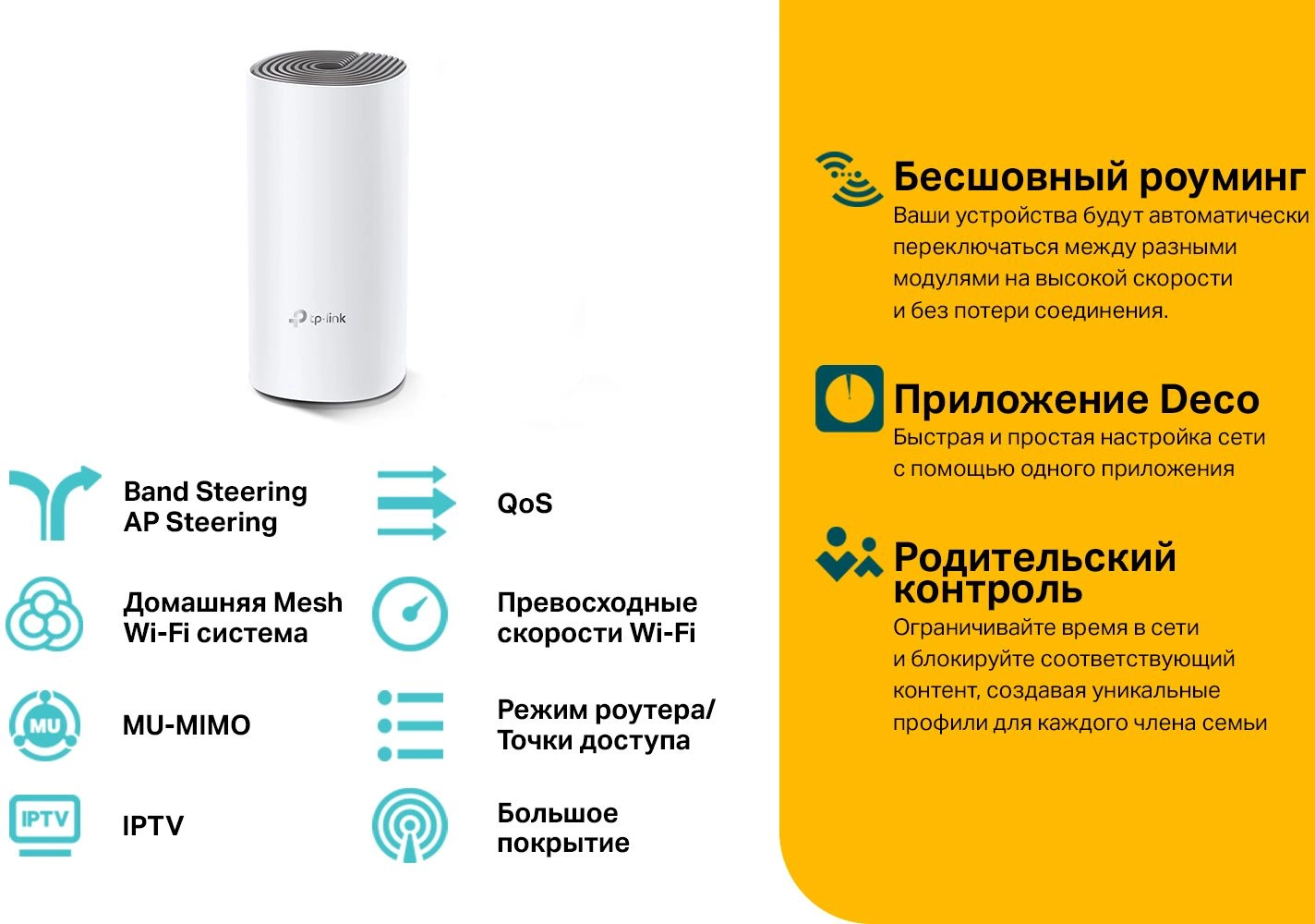 Бесшовный Mesh роутер TP-Link Deco M4 (DECO M4(1-PACK)) AC1200 10/100/1000BASE-TX белый