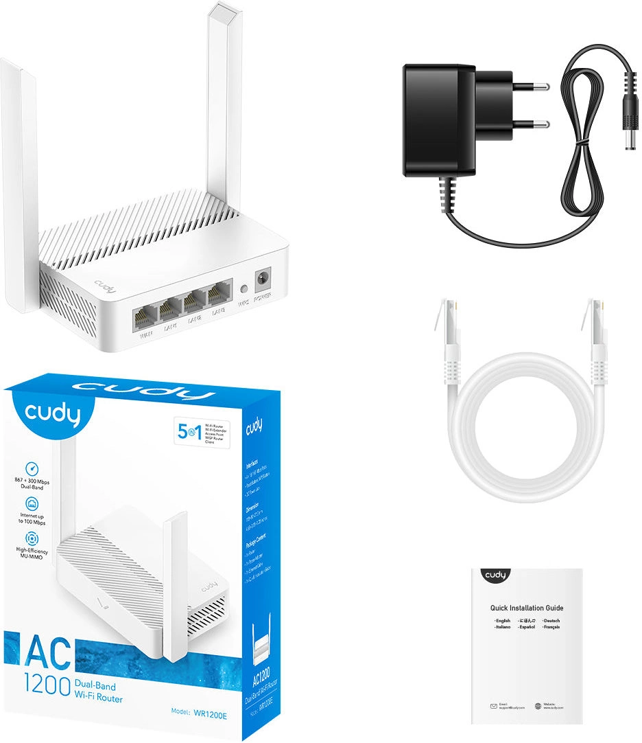 Роутер беспроводной Cudy WR1200E AC1200 10/100BASE-TX белый