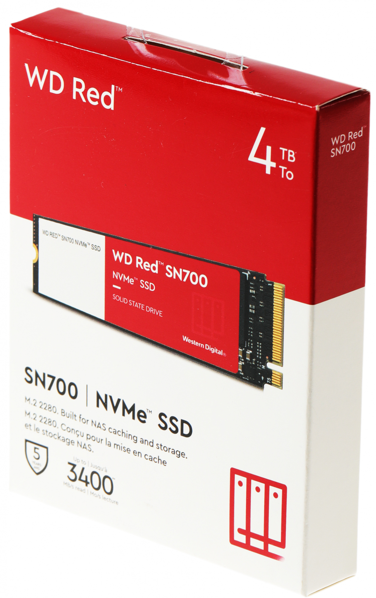 Накопитель SSD WD Original PCIe 3.0 x4 4TB WDS400T1R0C Red SN700 M.2 2280