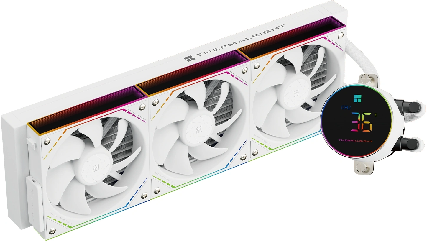 Система водяного охлаждения Thermalright Frozen Magic 360 Digital V2 ARGB Soc-AM5/AM4/1200/1700/1851 белый 4-pin 28.2dB Al LCD Ret (F-MAGIC-360-DIGITAL-WH-ARGB-V2)