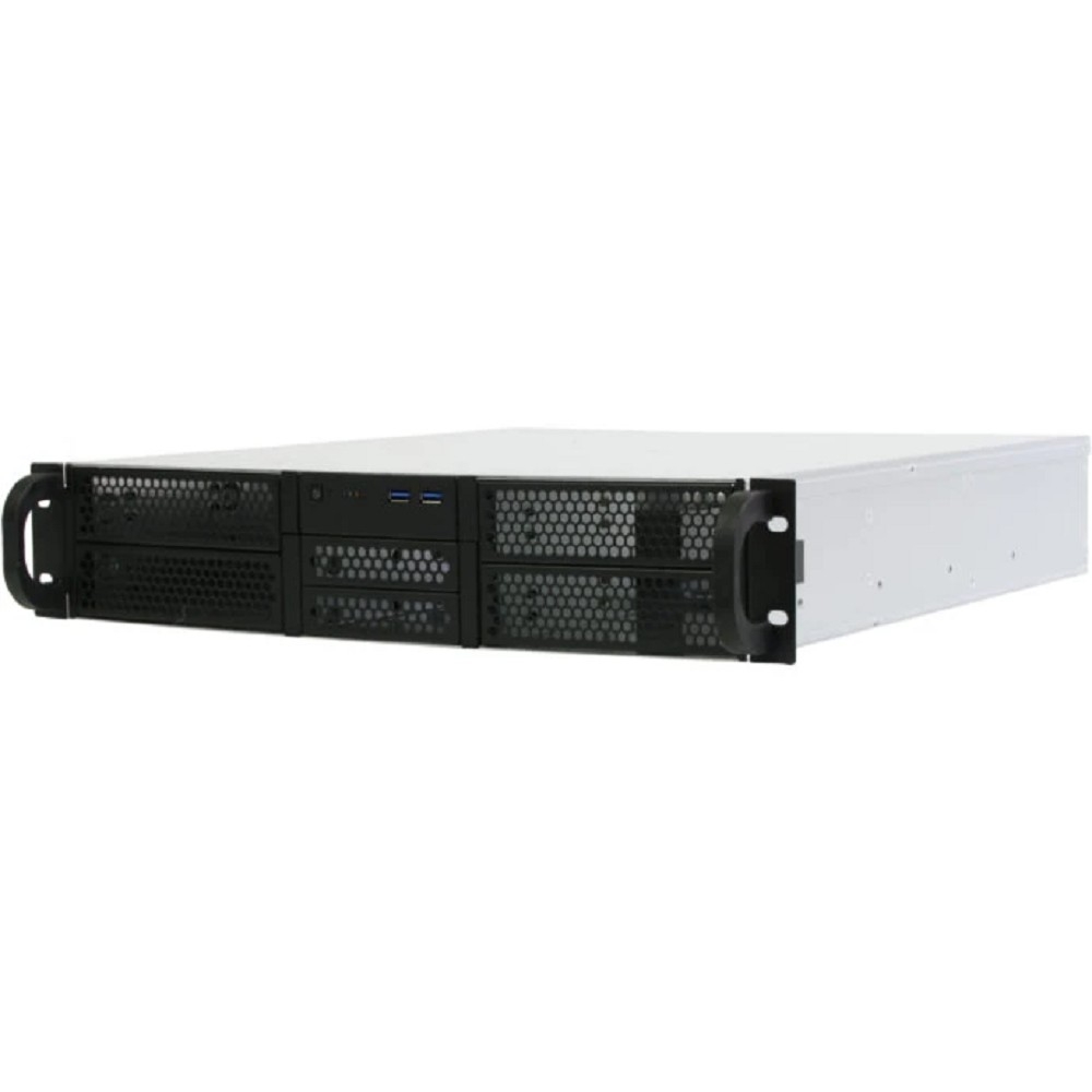 Procase RE204-D4H2-FA-55 Корпус 2U server case,4x5.25+2HDD,черный,без блока питания(2U,2U-redundant),глубина 550мм,ATX 12"x9.6", панель вентиляторов 4*80х25 PWM