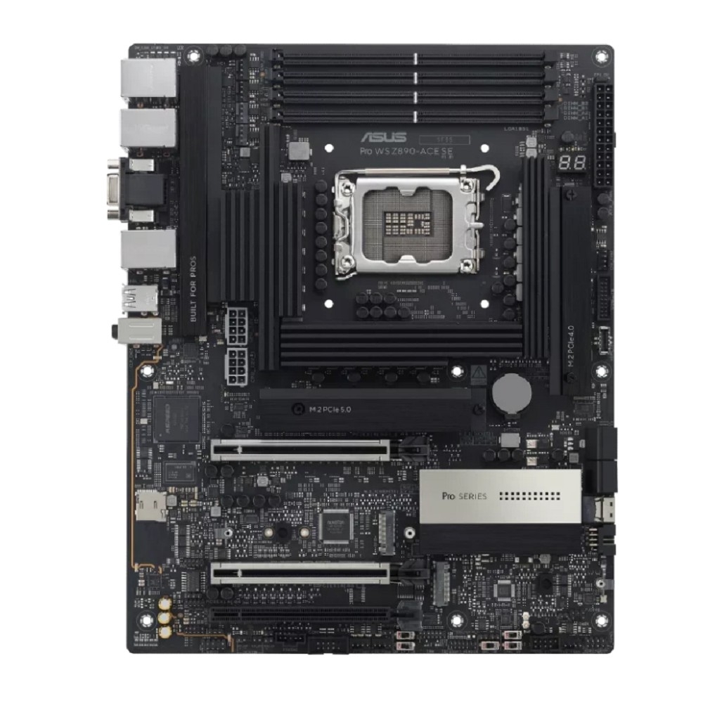 Материнская плата ATX ASUS PRO WS Z890-ACE SE 90MB1JC0-M0EAY0 (LGA1851, Z890, 4*DDR5 (9066), 3*PCIe, 4*M.2, 8*SATA, 6*USB 3.2, 2*USB Type-C, HDMI)