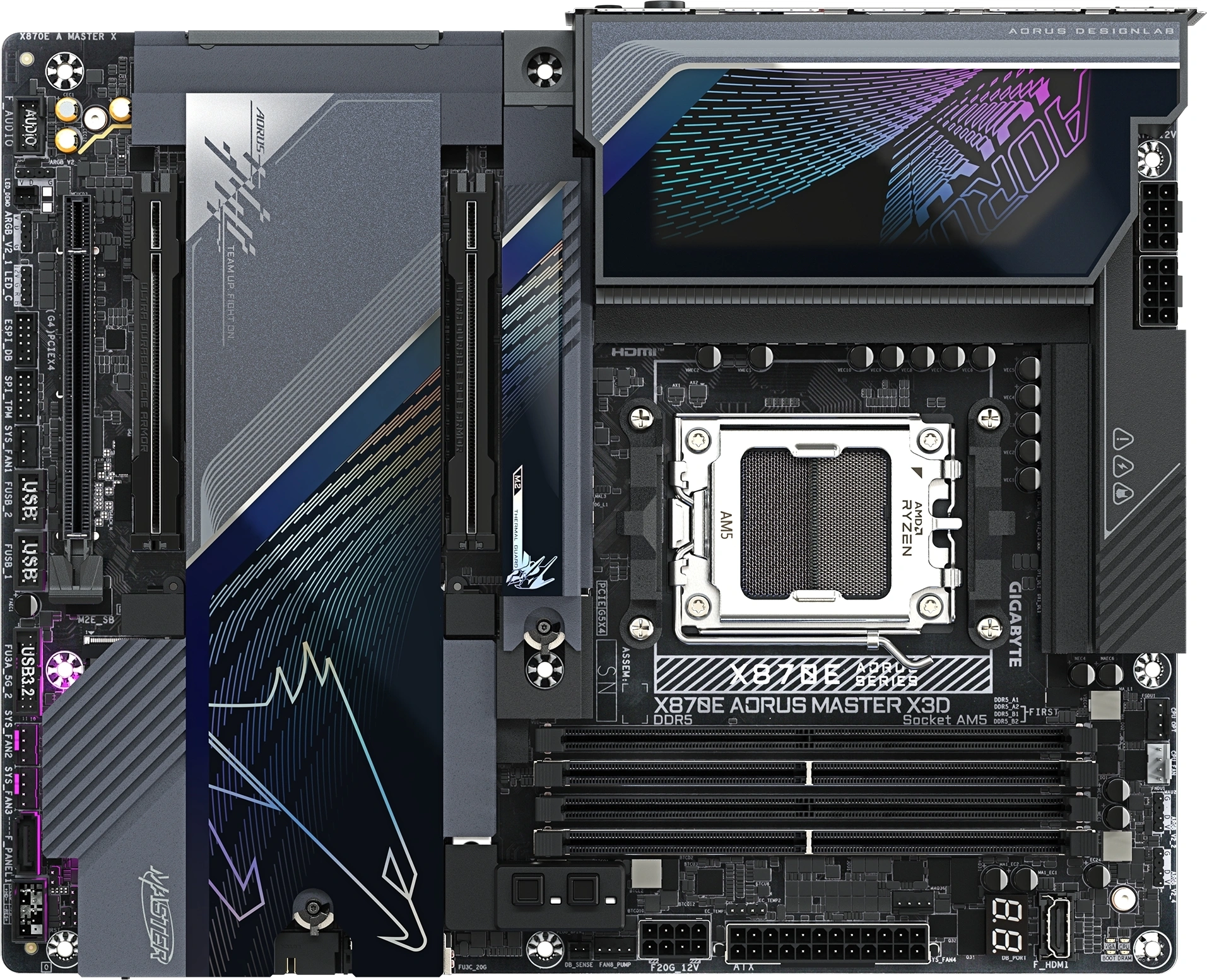 Материнская плата Gigabyte X870E A MASTER X Socket AM5 AMD X870E 4xDDR5 ATX AC`97 8ch(7.1) 1 x 10Gigabit + 1 x 5Gigabit RAID+HDMI