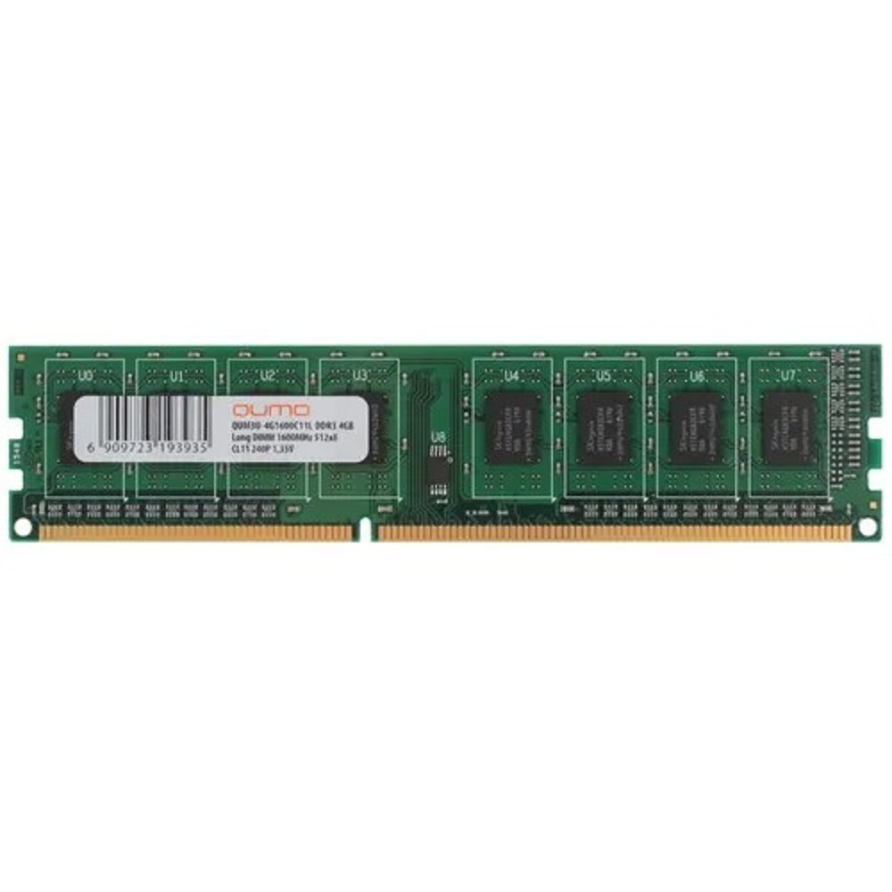 QUMO DDR3 DIMM 4GB (PC3-12800) 1600MHz QUM3U-4G1600C(N/K)11L 1.35V