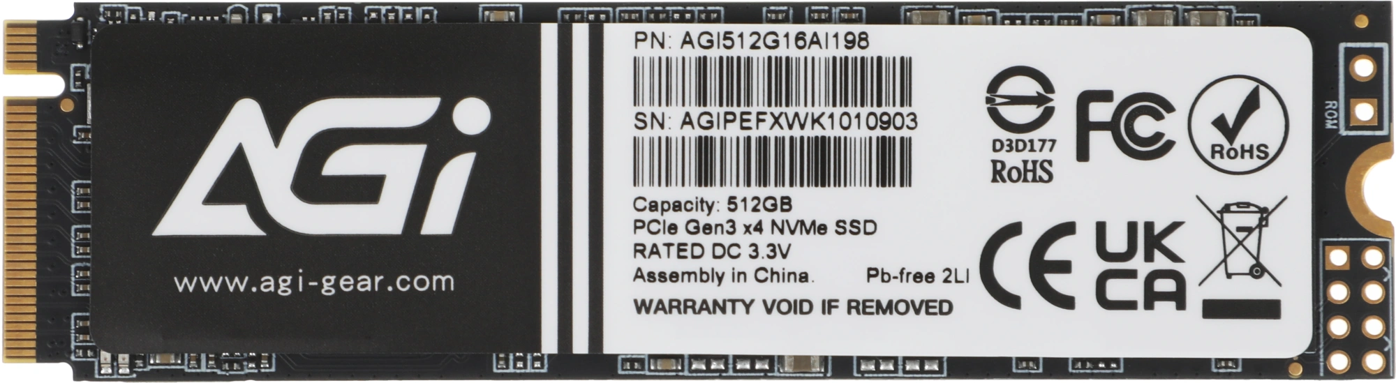 Накопитель SSD AGi PCIe 3.0 x4 512GB AGI512G16AI198 AI198 M.2 2280 OEM