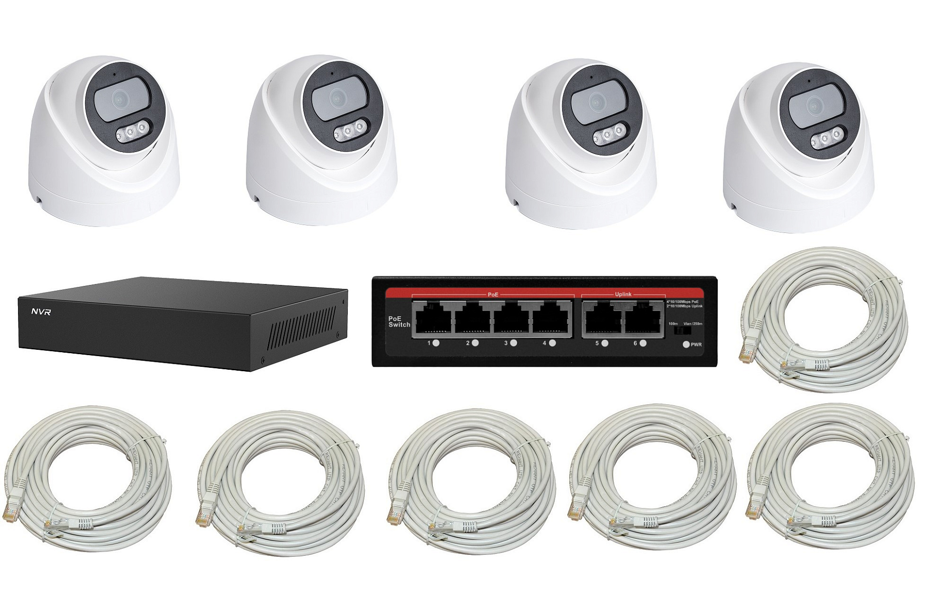 Готовый комплект видеонаблюдения  Готовый домашний комплект видеонаблюдения для дачи на 4 IP-камеры ECO IPEYE