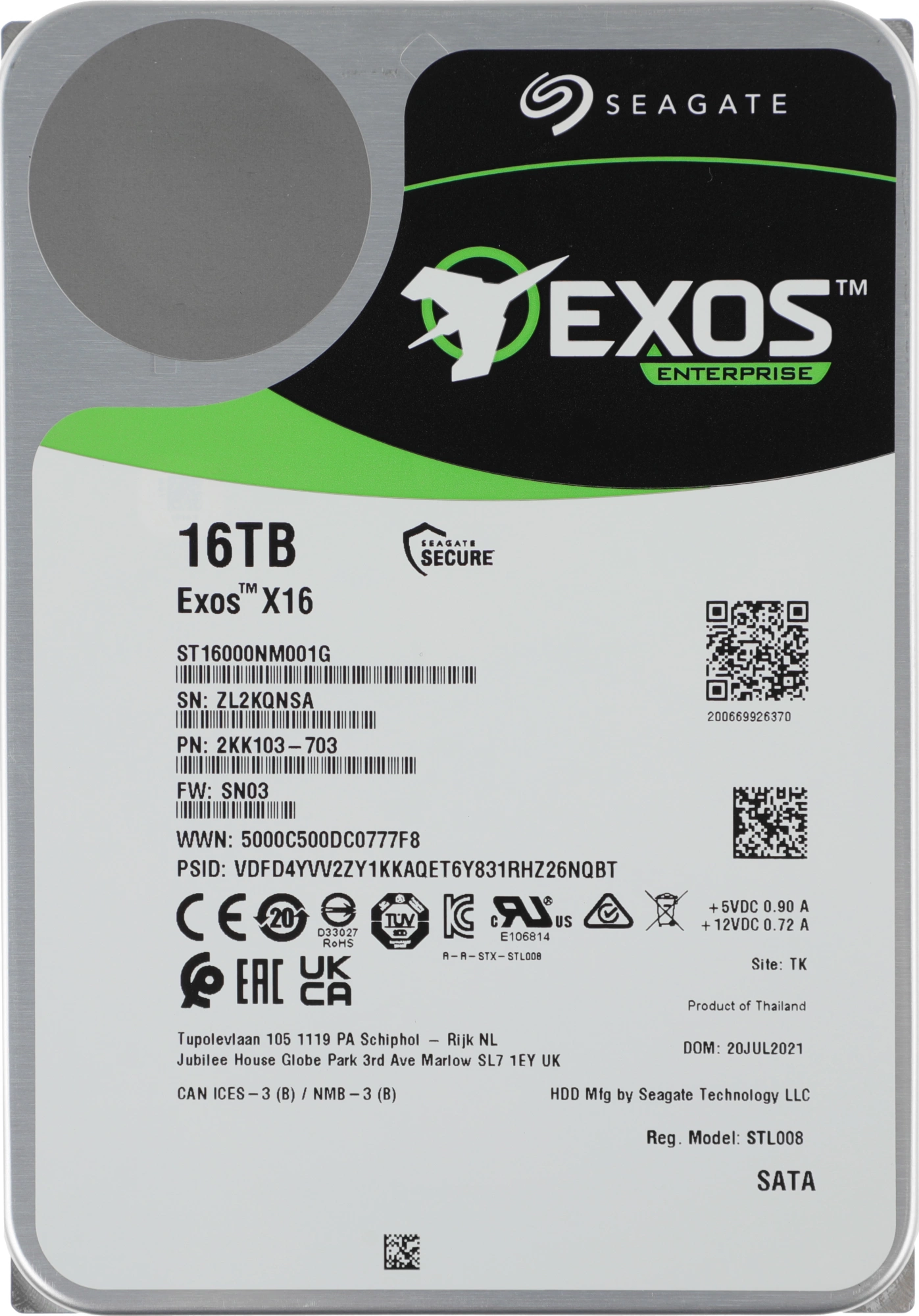 Жесткий диск Seagate SATA-III 16Tb ST16000NM001G Server Exos X16 512E (7200rpm) 256Mb 3.5"
