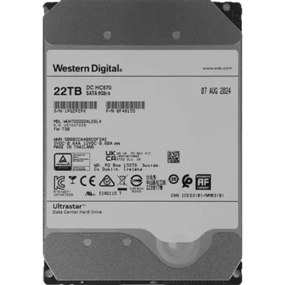 22Tb WD Ultrastar DC HC570 0F48155 7200 6Gb/s 512Mb WUH722222ALE6L4 SATA3 (48291)