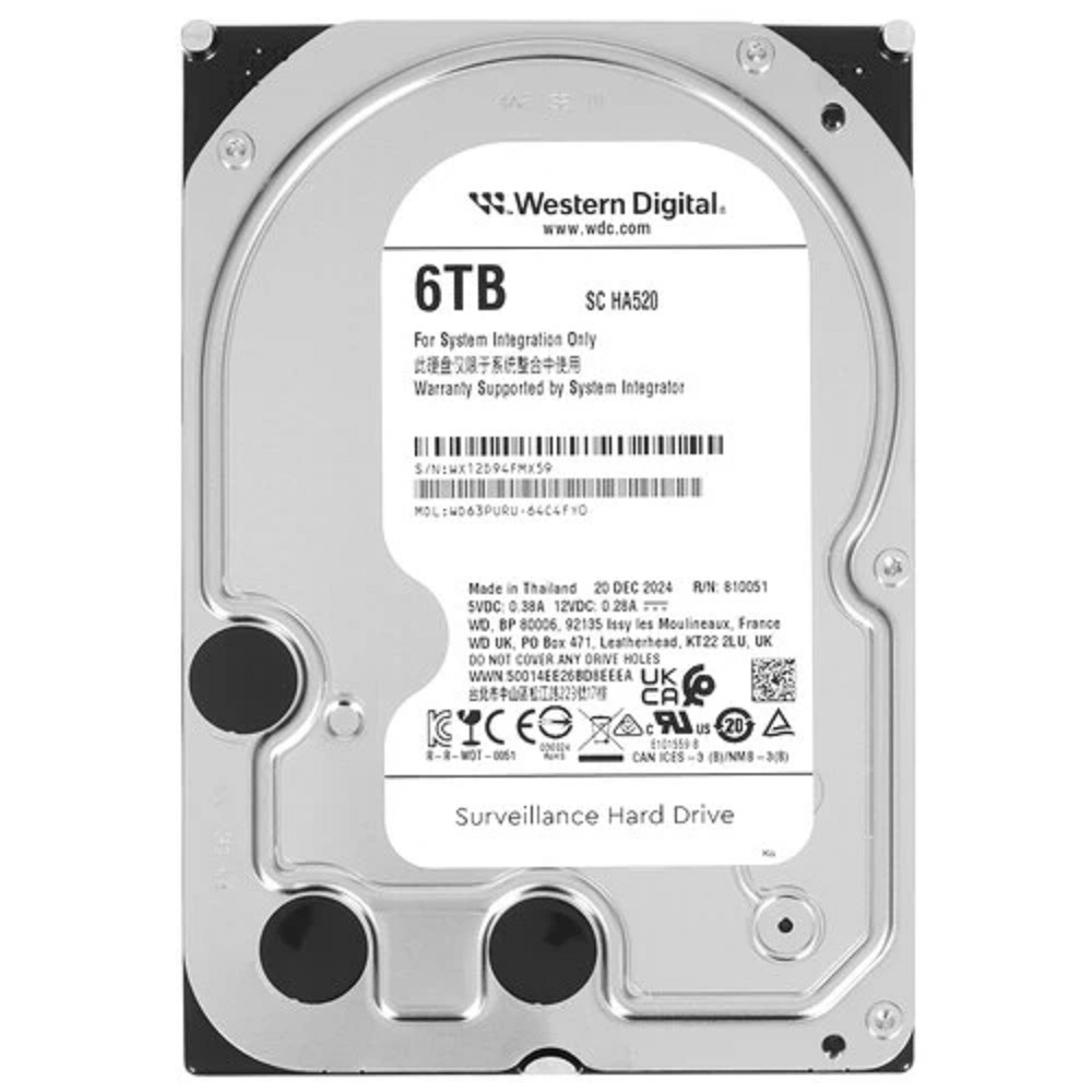 6TB WD Purple (WD63PURU)  {Serial ATA III, 5400- rpm, 256Mb, 3.5"}