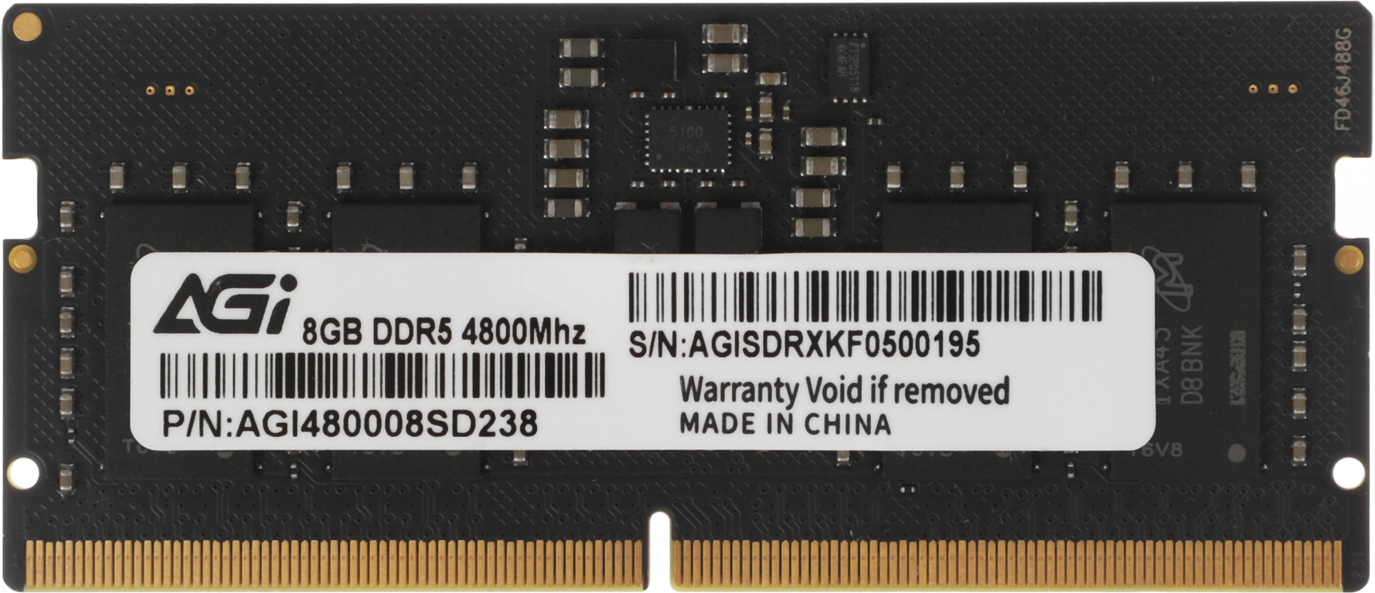 Память DDR5 8GB 4800MHz AGi AGI480008SD238 OEM PC5-38400 CL40 SO-DIMM 262-pin 1.1В single rank OEM