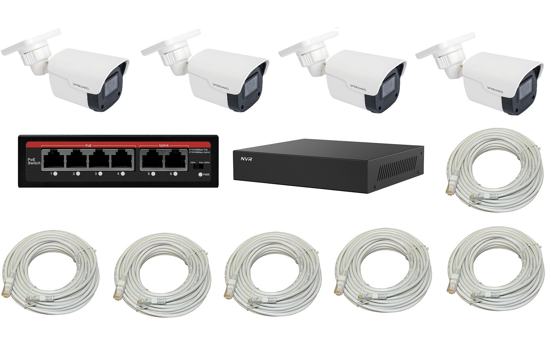 Готовый комплект видеонаблюдения  Готовый уличный комплект видеонаблюдения для дачи на 4 IP-камеры ECO IPEYE