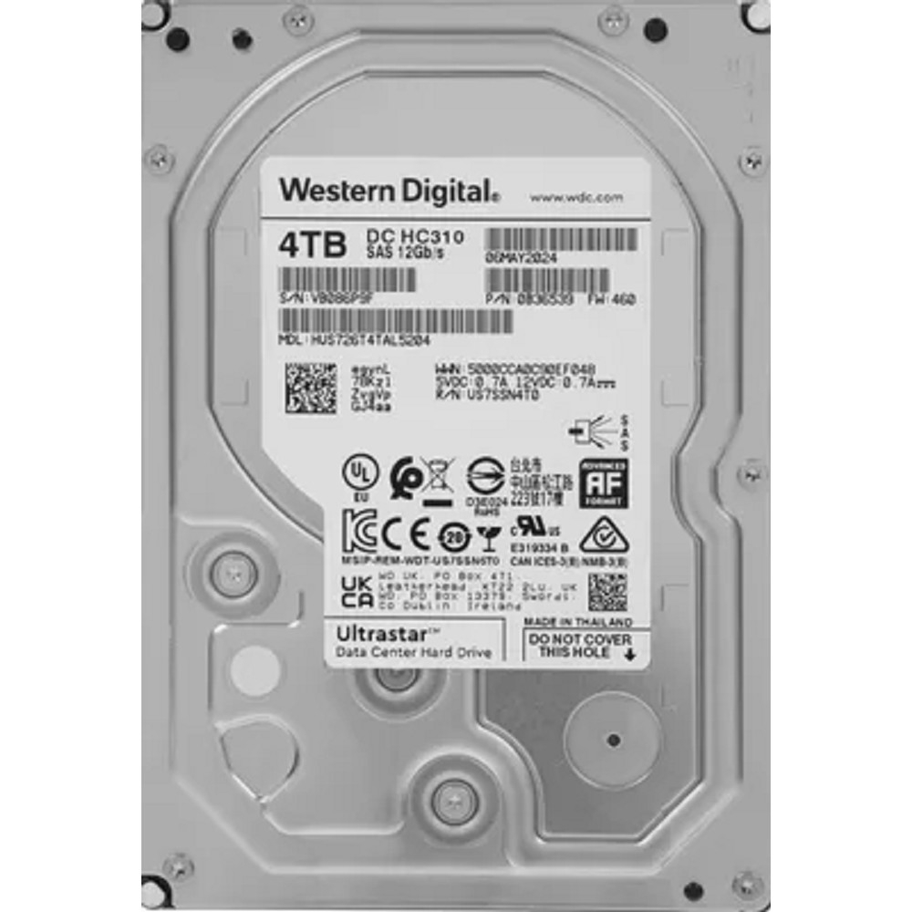 4Tb WD Ultrastar DC HC310 (HUS726T4TAL5204) {SAS 12Gb/s, 7200 rpm, 256mb buffer, 512E SE, 3.5"} [0B36048/0B36539]
