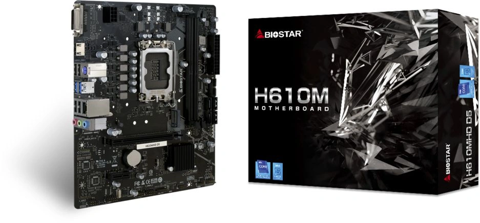 Материнская плата Biostar H610MHD D5 Soc-1700 Intel H610 2xDDR5 mATX AC`97 8ch(7.1) GbLAN+DVI+HDMI