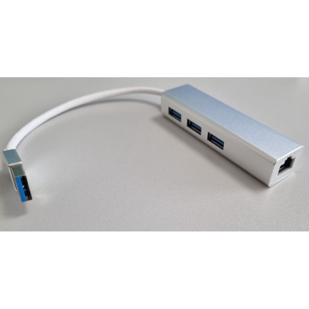 Bion переходник USB3.0 -> RJ-45/3*USB3.0, 1000mbps, алюминиевый корпус, 20 см [BXP-USBA-LAN-USB]