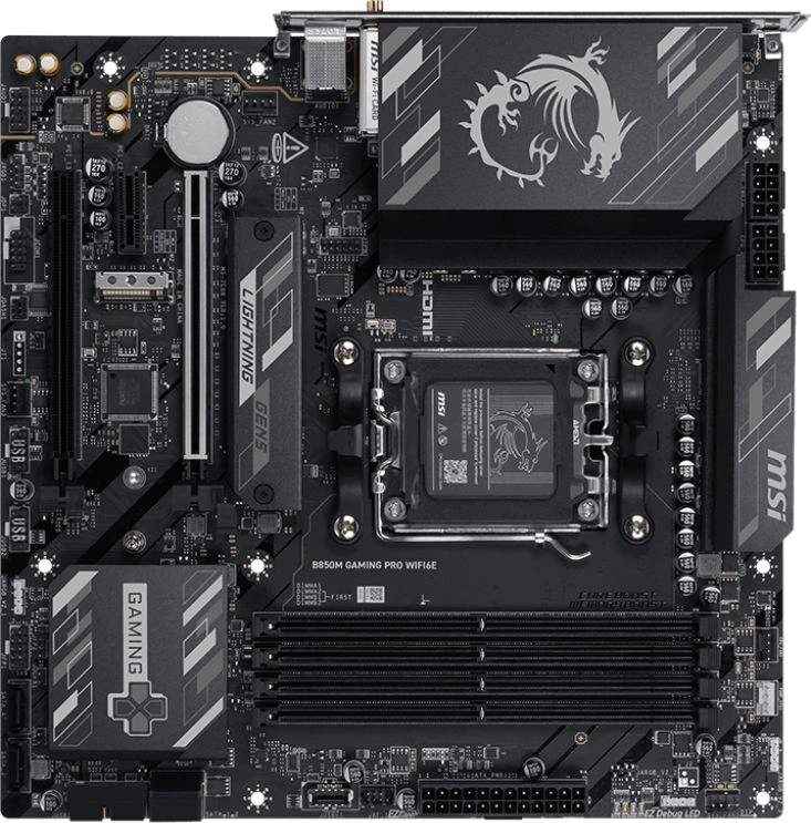 Материнская плата MSI B850M GAMING PRO WIFI6E Socket AM5 AMD B850 4xDDR5 mATX AC`97 8ch(7.1) 2.5Gg RAID+HDMI+DP