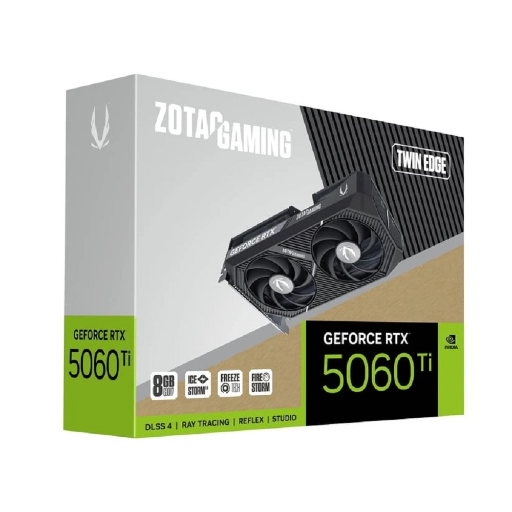 Видеокарта ZOTAC GAMING GeForce RTX 5060 Ti Twin Edge 8Gb DDR7 128 bit 2407/2572 MHz  3*DP/HDMI  2*FAN (ZT-B50610E-10M) RTL