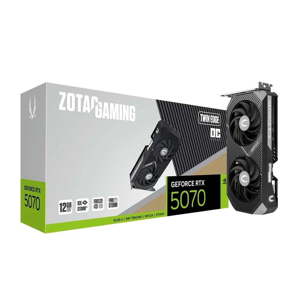 Видеокарта ZOTAC GAMING GeForce RTX 5070 Twin Edge OC 12GB GDDR7 192bit 3xDP/HDMI 2*FAN P(ZT-B50700H-10P) RTL