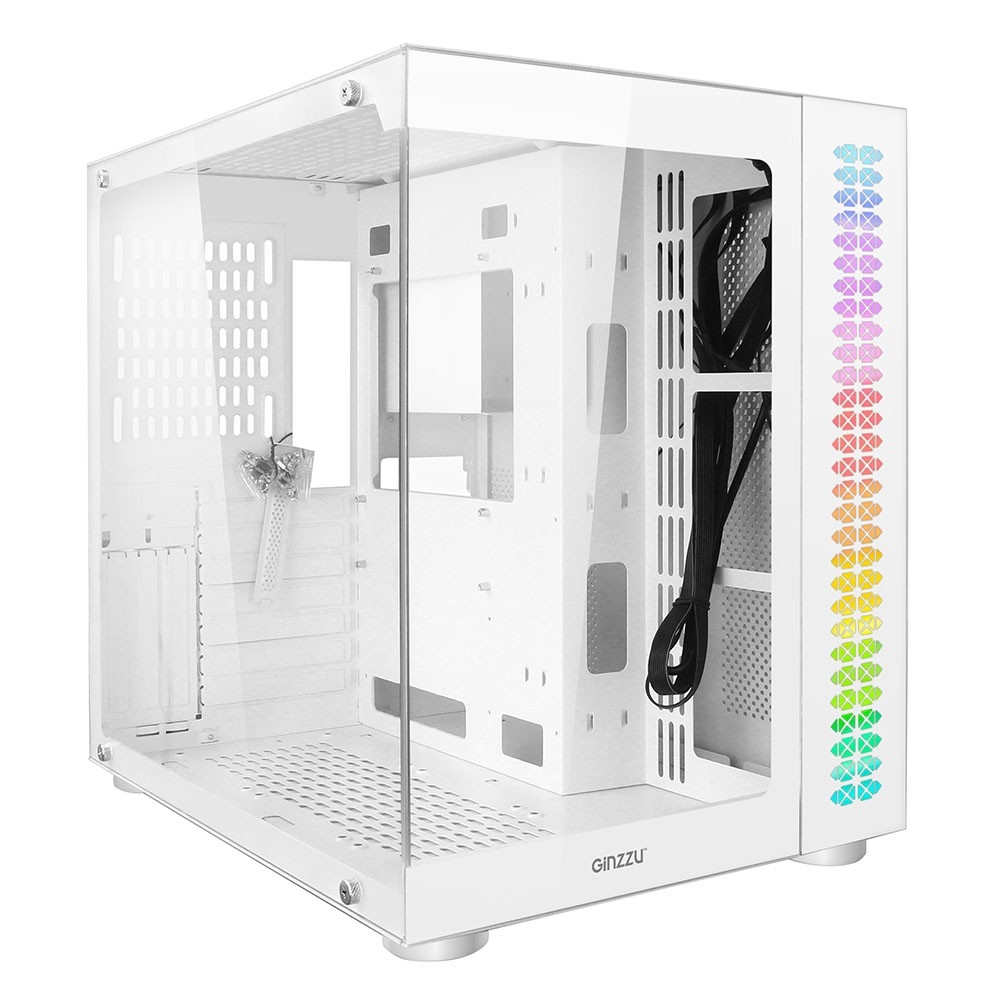 Ginzzu V580 RGB подсветка, закаленное стекло 1*USB 3.0,1*USB 2.0, AU Белый ATX